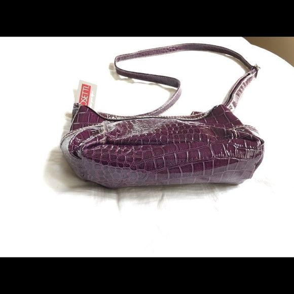 🆕 VEGAN FAUX CROCODILE LEATHER grape pub to club mini handbag Rosetti - Picture 5 of 8